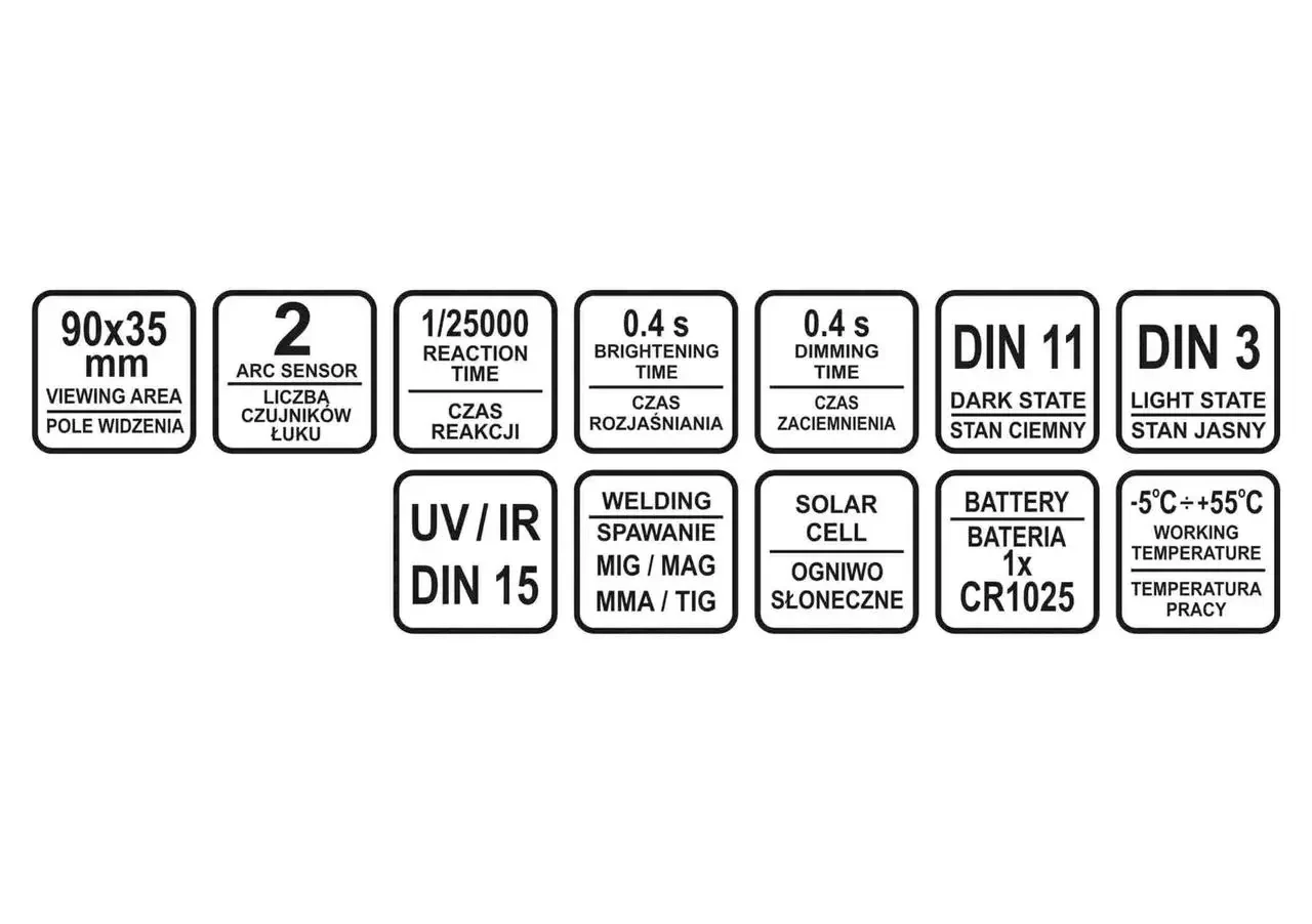 Маска зварювальника з автозатемненным світлофільтром 90 х 35 мм STHOR 74483