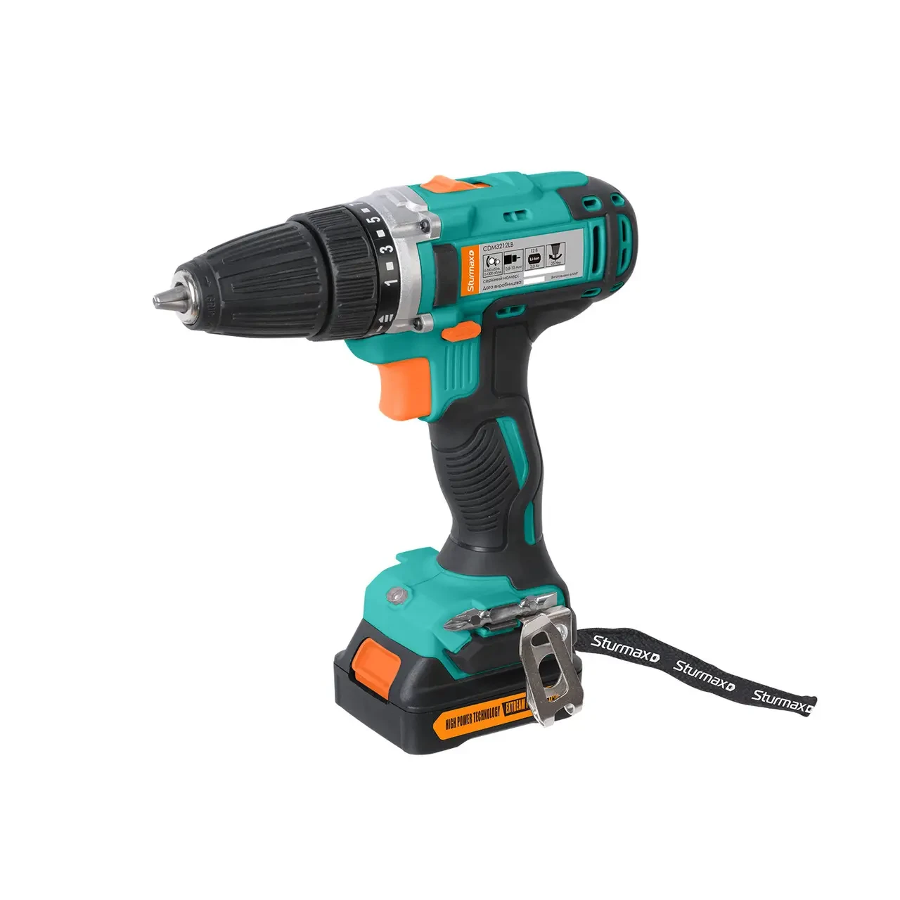 Шуруповерт акумуляторний Sturmax CDM3212LB, Li-Ion 12B, 2,0 Aч, 2 акумм, підсвічування, кейс Шуруповерт акумуляторний Sturmax CDM3212LB, Li-Ion 12B, 2,0 Aч, 2 акумм, підсвічування, кейс