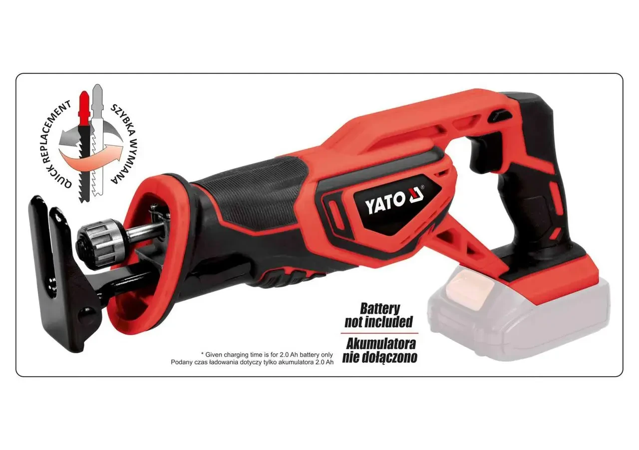 Акумуляторна шабельна пила YATO YT-82815  Li-Ion 18 (без акумулятора і зарядного пристрою)