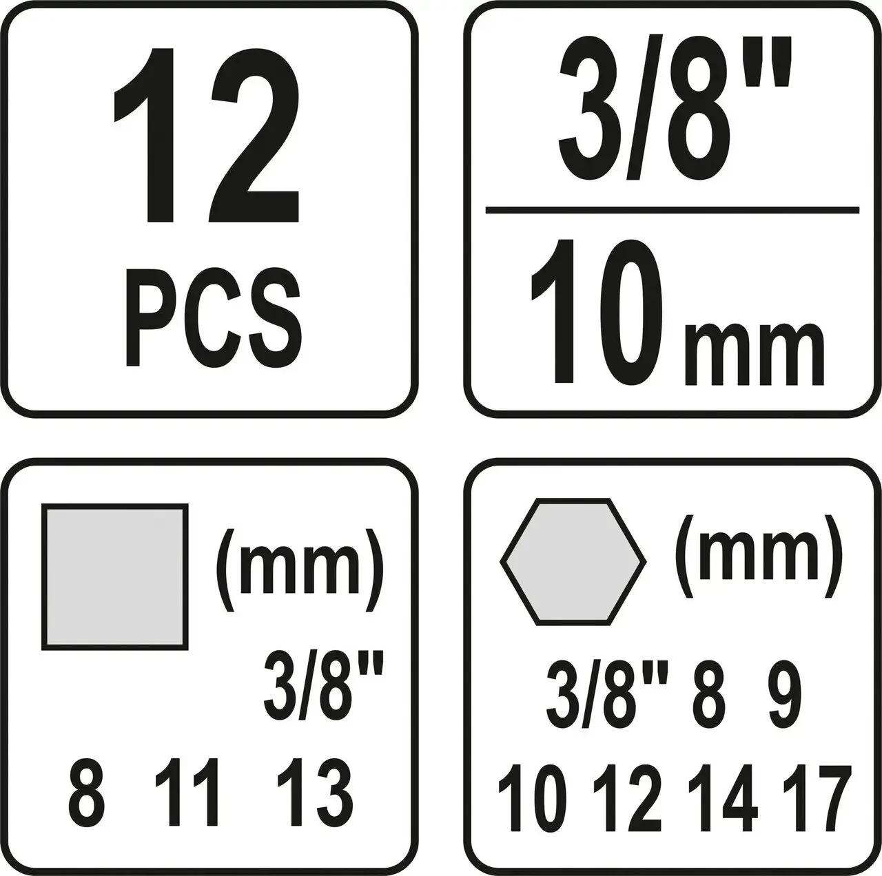 Набір ключів для зливної пробки YATO YT-0600, 3/8