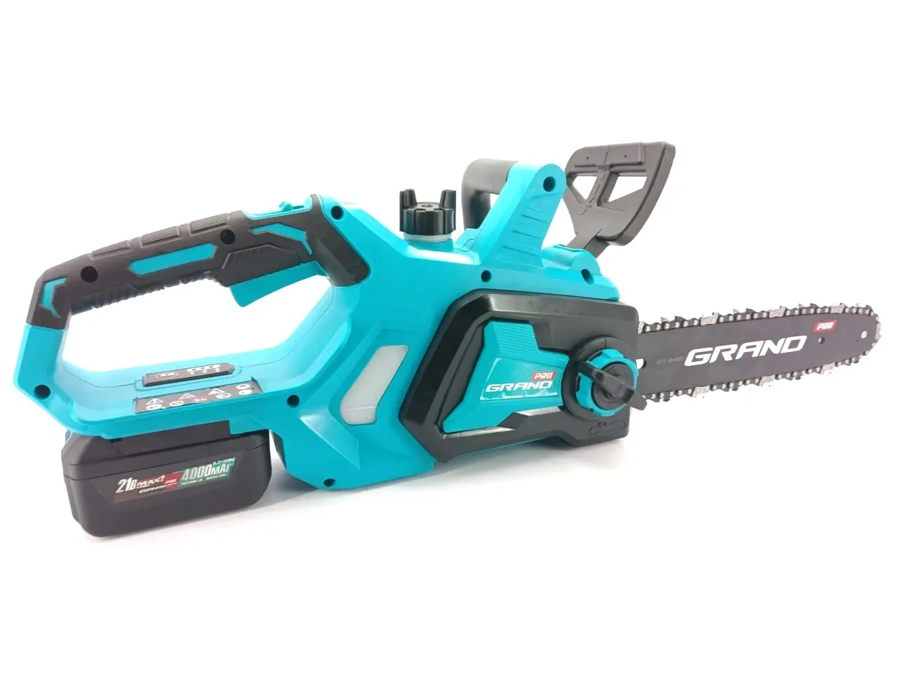 Акумуляторна безщіткова ланцюгова пилка Grand АПЦ-21V BL (шина 305 мм, 2 АКБ, 21 В, 4 А*год)