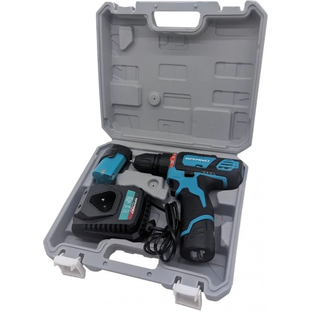 Акумуляторний шуруповерт Grand ДА-12DFR/PRO (12В, 2 Ач, 2 акумулятора, швидкознімний патрон, кейс)