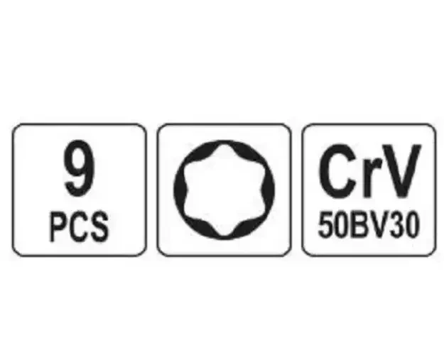 Набір головок торцевих YATO YATO YT-0520, Torx Е5-Е16 9 предметів