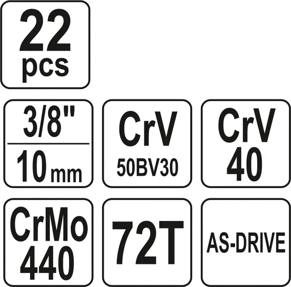 Набір головок торцевих YATO YT-38561, 3/8