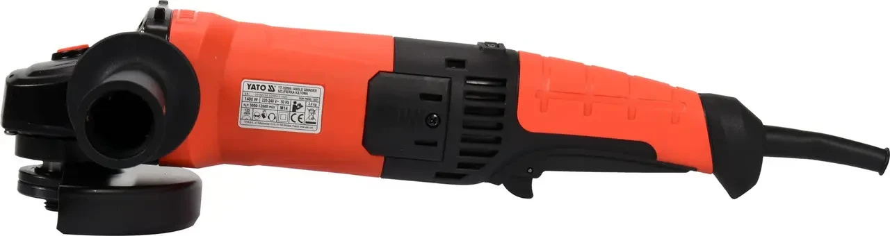 Шліфмашина кутова мережева YATO: Ø=125мм, P=1400Вт, регулятор. 3000-12000 об/хв(вузька ручка) [6/96]