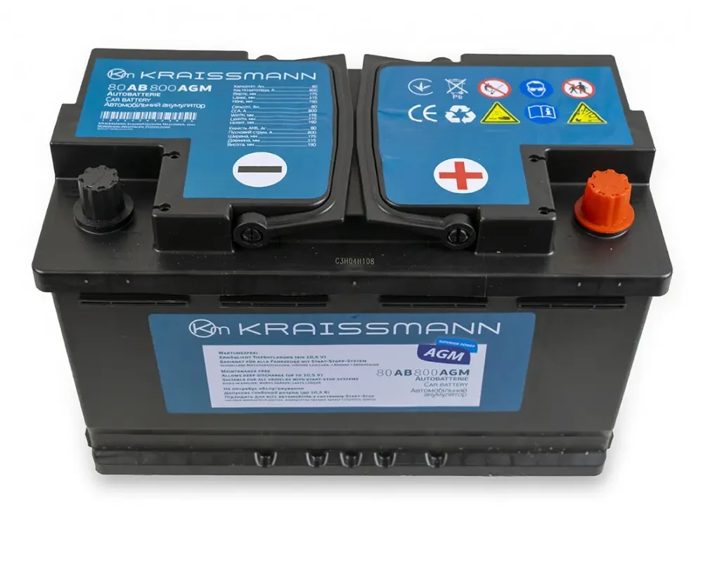 Автомобільний акумулятор KRAISSMANN 80 AB 800 AGM (гарантія 2 роки)