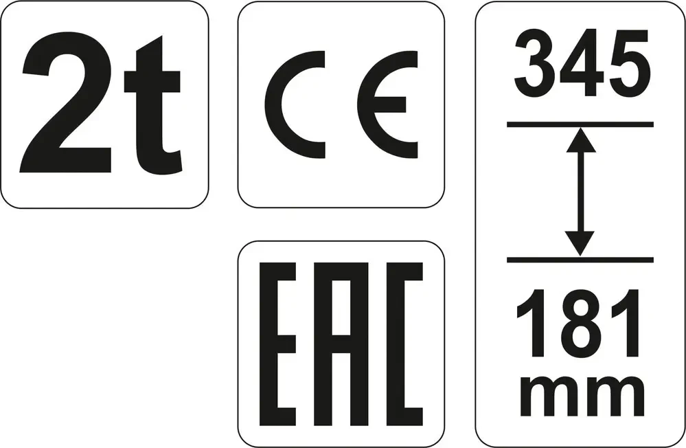 Домкрат гідравлічний пляшковий YATO YT-17000, 2 т 181-345 мм