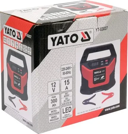 Електронний зарядний пристрій 12В/2А, 6А, 10А, 15А YATO YT-83037