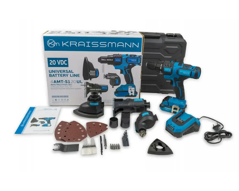 Мультиінструмент акумуляторний KRAISSMANN 4 AMT-S1 20UL (4 в 1) Мультиінструмент акумуляторний KRAISSMANN 4 AMT-S1 20UL (4 в 1)