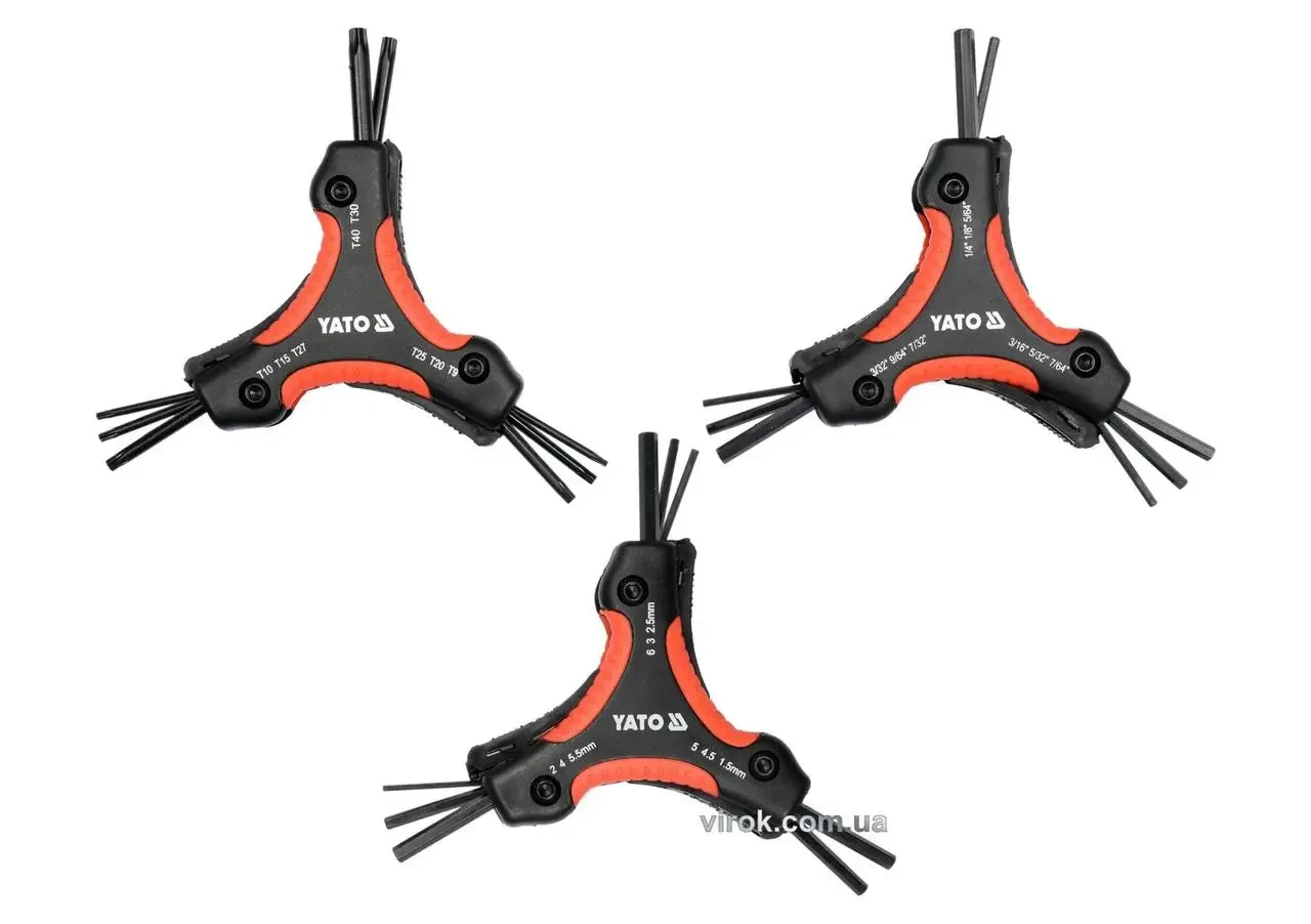 Набір шестигранних ключів YATO YT-05644, HEX H1.5-H6 TORX T9-T40 26 шт.