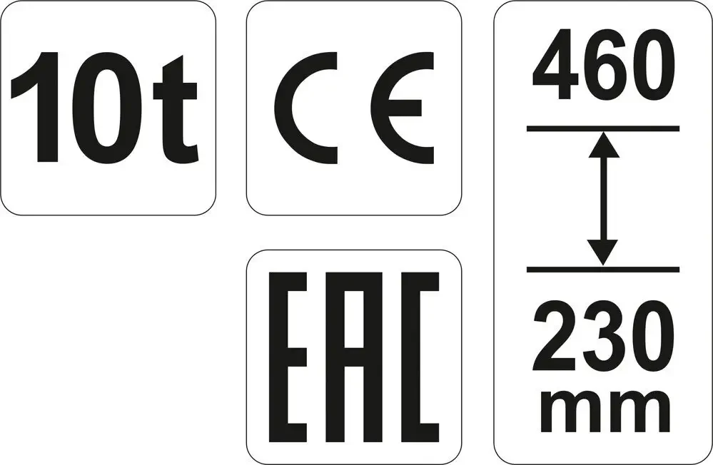 Домкрат гідравлічний пляшковий YATO YT-17004, 10 т 230-460 мм