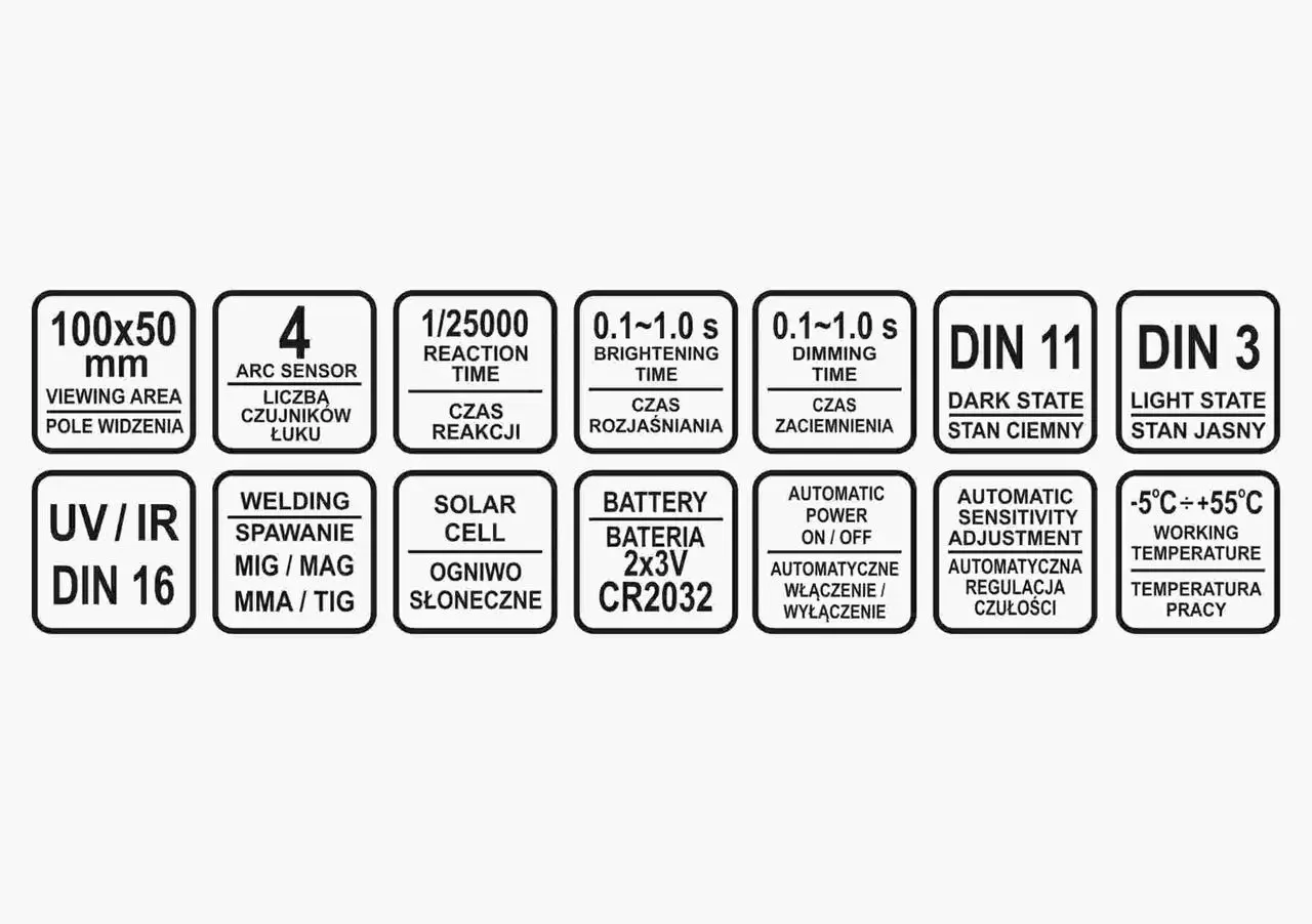Маска зварювальника з автозатемненным світлофільтром 100 х 50 мм STHOR 74484