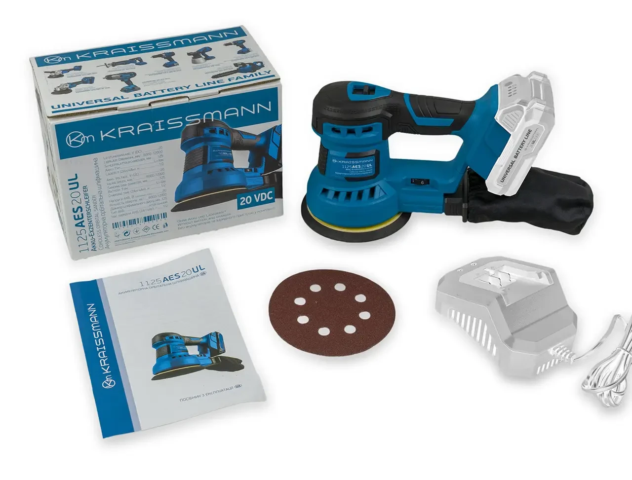 Шліфмашина орбітальна акумуляторна ( без акумулятора та зарядного пристрою) KRAISSMANN 1125 AES 20UL