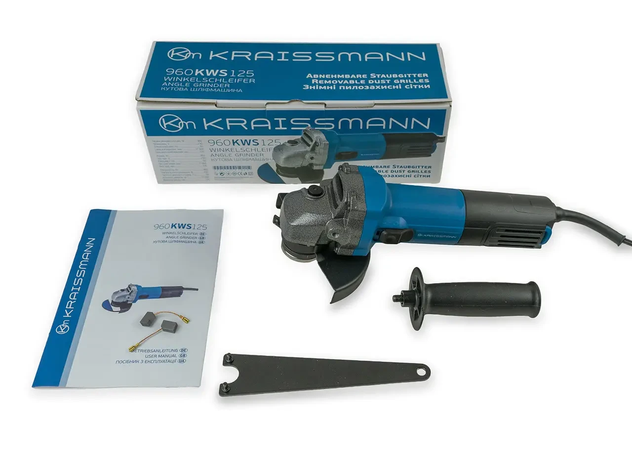 Кутова шліфувальна машина (болгарка) KRAISSMANN 960 KWS 125 (125 мм, 960 Вт) Кутова шліфувальна машина (болгарка) KRAISSMANN 960 KWS 125 (125 мм, 960 Вт)