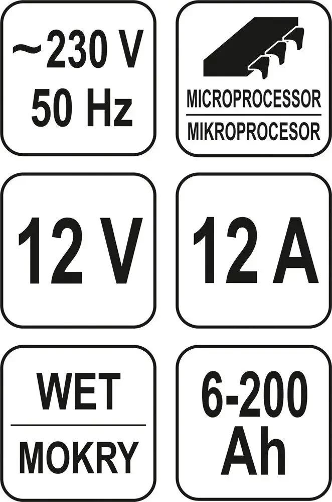 Зарядний пристрій для авто YATO YT-8302 (12 А 6-200 Аг)