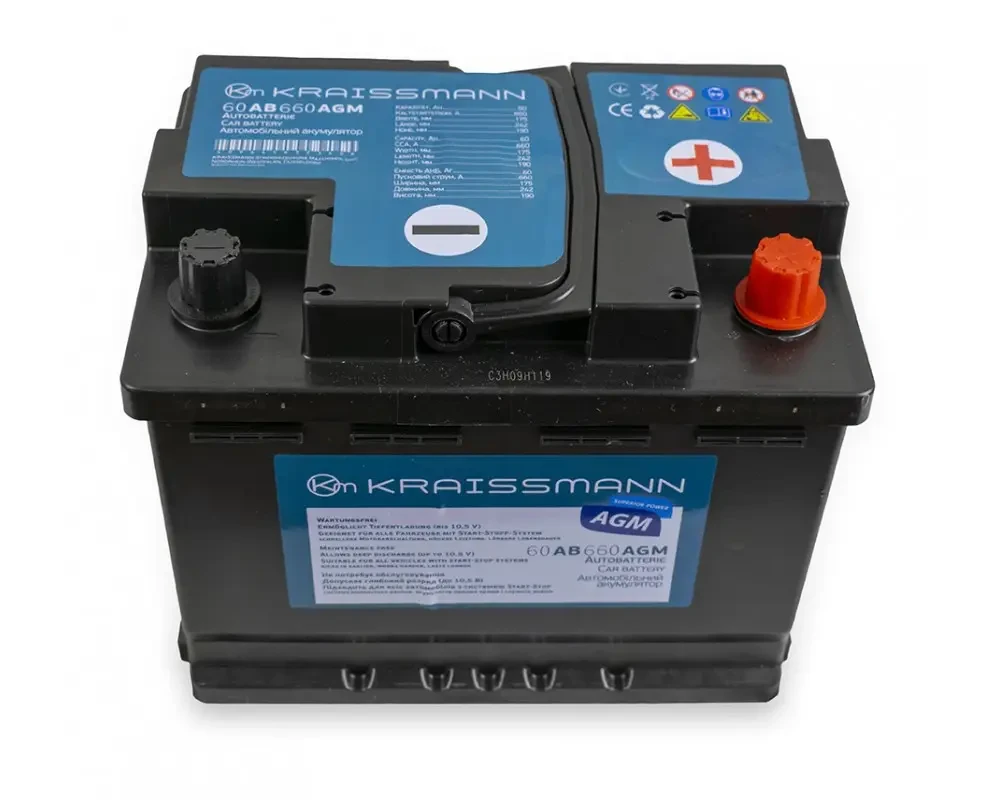 Автомобильный аккумулятор KRAISSMANN 60 AB 660 AGM (гарантия 2 года)