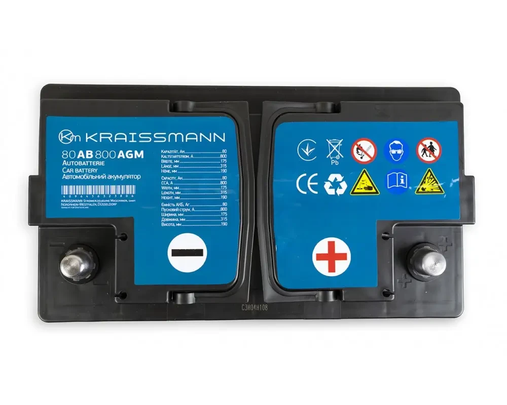 Автомобильный аккумулятор KRAISSMANN 80 AB 800 AGM (гарантия 2 года)