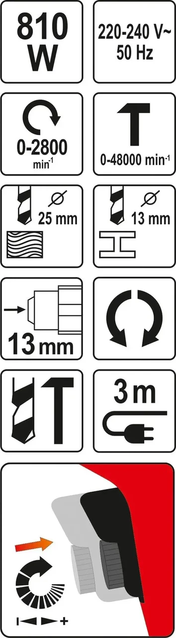 Дриль ударний YATO YT-82036 810 Вт