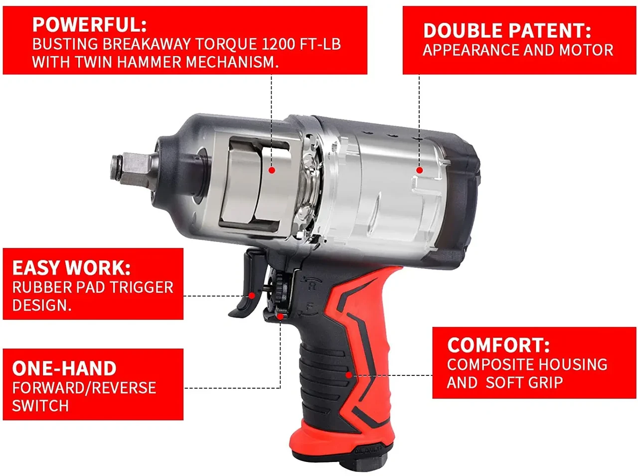Гайковерт пневматичний 1/2