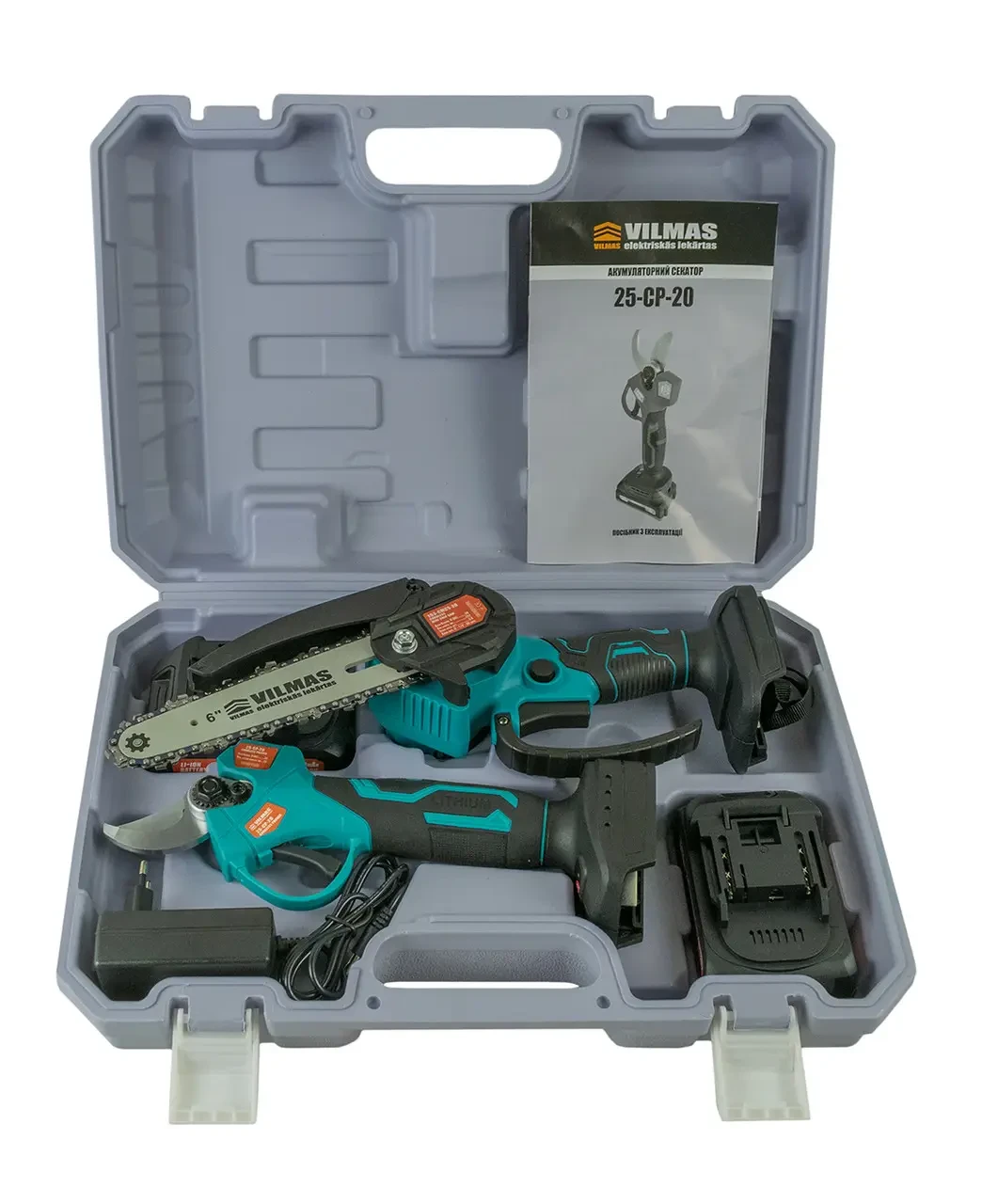 Набір 2 в 1 Акумуляторна міні ланцюгова пила VILMAS 153-CMCS-20, Акумуляторний секатор VILMAS 25-CP-20